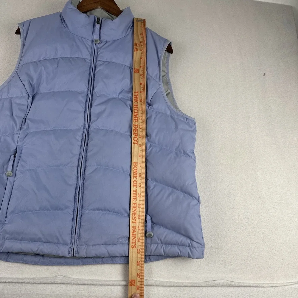 LL Bean Womens Violet Goose Down Puffer Vest Sz XL Full Zip Pockets Outdoor Camp